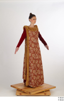  Photos Woman in Historical Dress 36 15th century Historical clothing a poses brown dress whole body 0009.jpg
